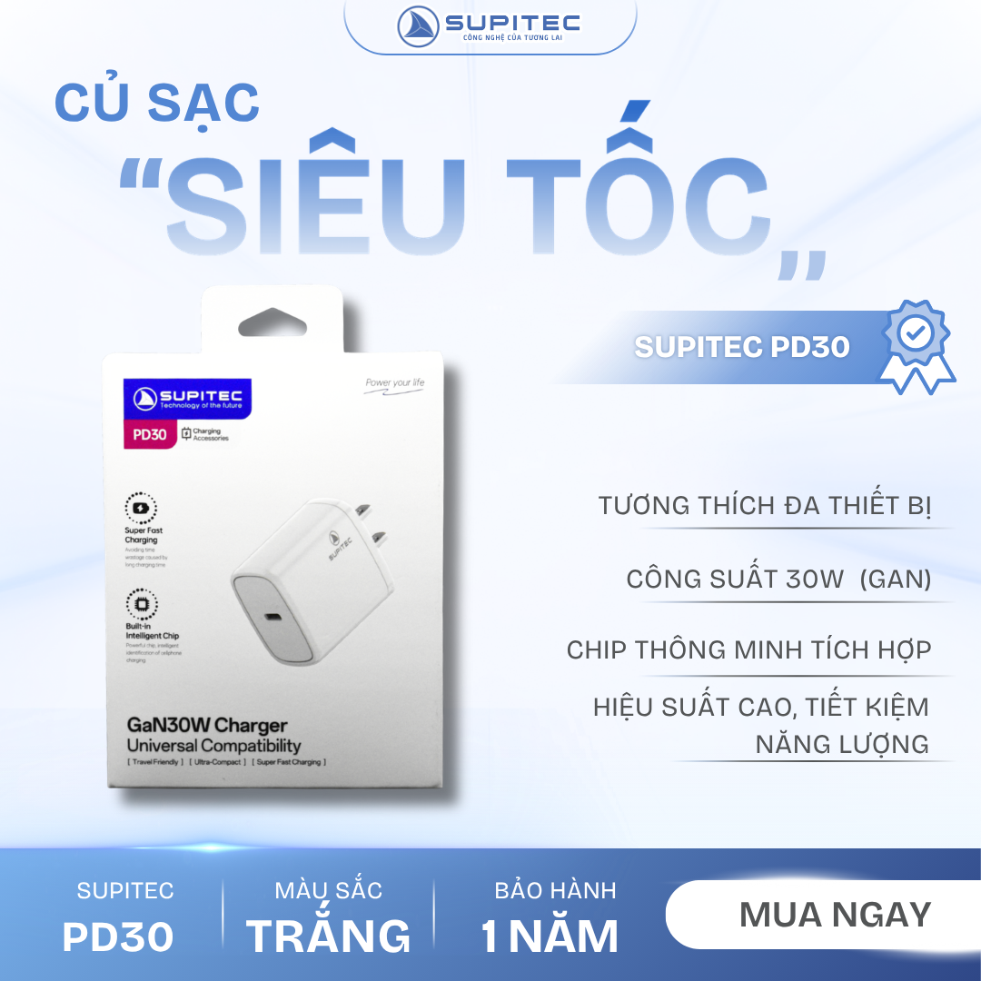 củ sạc GaN 30W Supitec